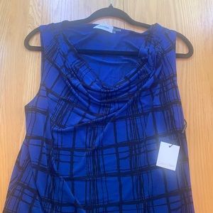 NWT. Calvin Klein Blue/black sleeveless top